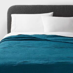 Open Box - Threshold - Full/Queen Double Cloth Quilt Dark Teal Dark Teal Blue